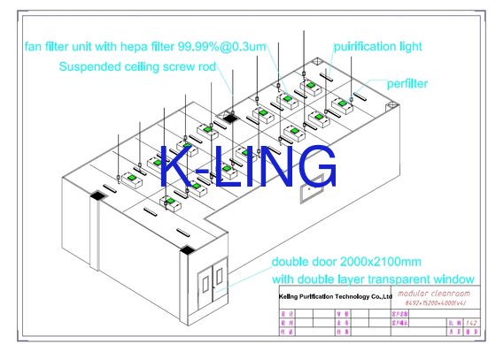 Cabine de fluxo laminar com controle de temperatura e umidade 5P com filtro HEPA H14 para montagem e desmontagem rápidas de sala limpa modular