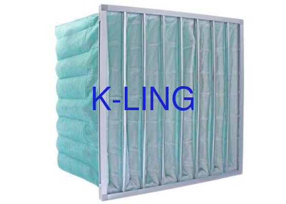 Saco de filtro de fibra de vidro sintético de humidade Saco de filtro de ar com estrutura de aço galvanizado