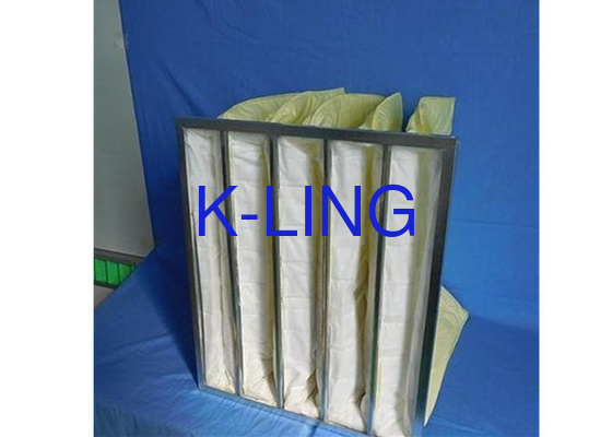 Filtro de ar de bolso de alumínio de 80% de umidade de fibra sintética com estrutura de aço galvanizado