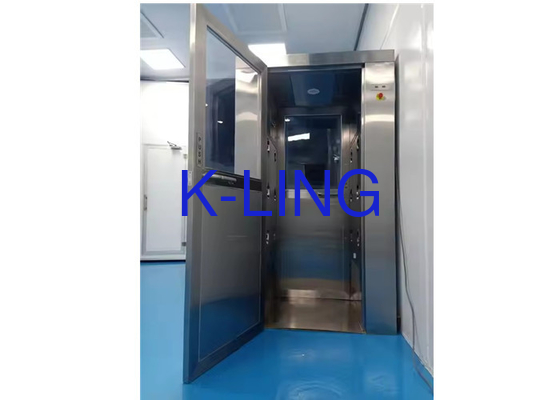 Sala de túnel de chuveiro de ar personalizado de alta velocidade tipo L com porta giratória automática de frequência 50Hz