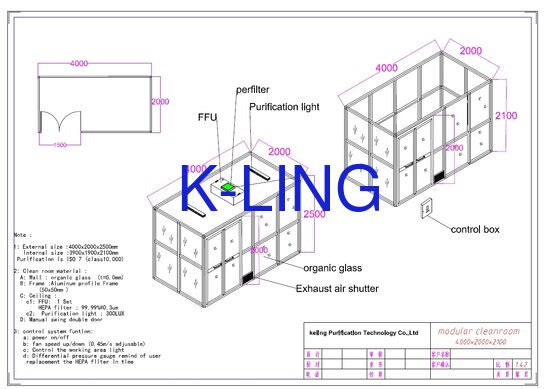 Modular Cleanroom with HEPA Filter 99.99% @0.3UM Customizable Size and Integrated HVAC System