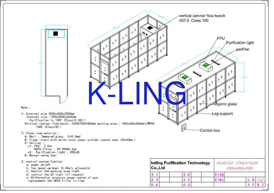 Sala Limpa Modular com Filtro HEPA H14 para Nível de Limpeza ISO 5 e Design de Módulo Móvel