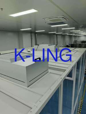 ISO 8 Sala limpa de parede macia com velocidade do ar de 0,45 m/s e filtragem HEPA H14 para controlo da contaminação