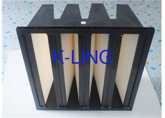 Fibra de vidro de temperatura V Filtro bancário com construção em forma de V